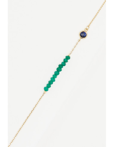 Bracelet "Enora" Onyx vert et lapis