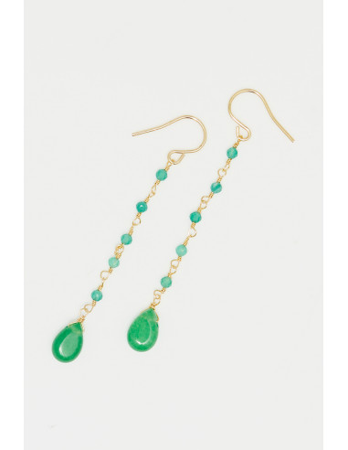 Boucles d'oreilles 'Lillyjane' laiton doré jade vert